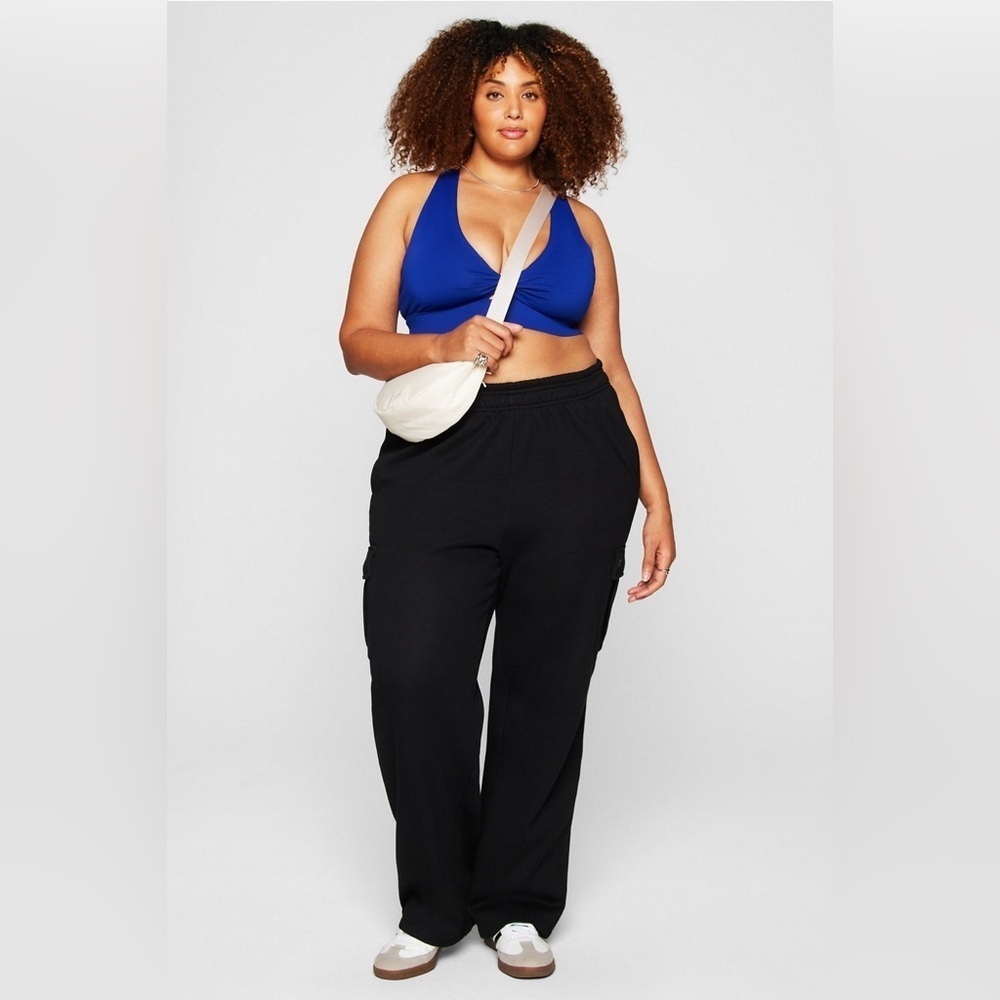 Fabletics Cozy Fleece Wide Leg Cargo Sweatpant Sz 2x short